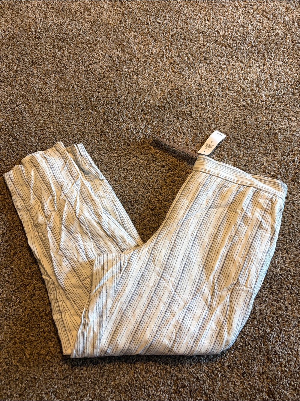 Banana Republic Cream and Navy Striped Drawstring Pants